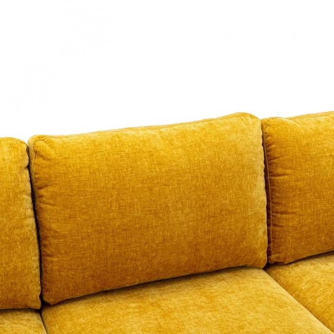 OEM ODM Galvanized Steel leg Ocean Villa yellow chenille u shape sofa set luxury modern sectional corner couch home 5