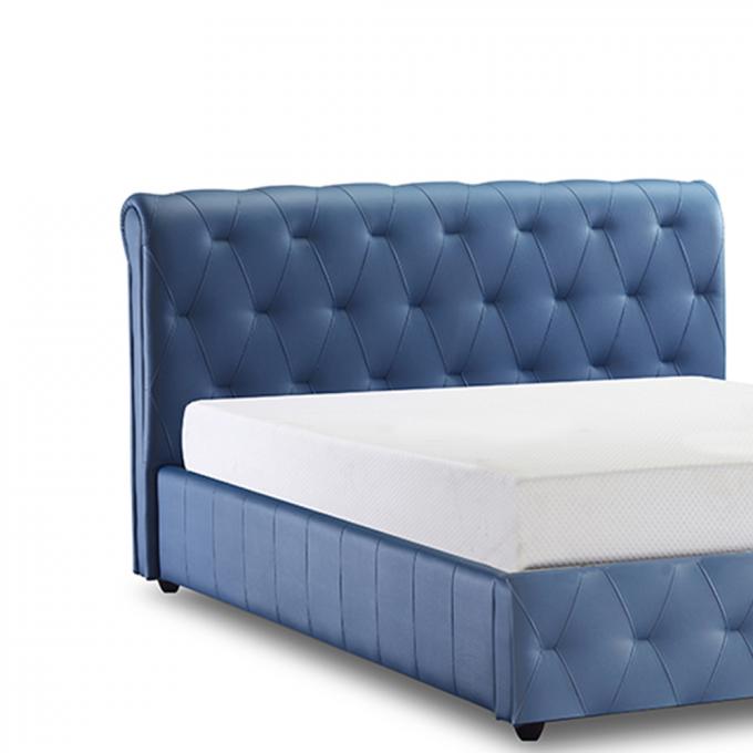 Full Size Ottoman Storage Bed Multi Function Blue White Color 1