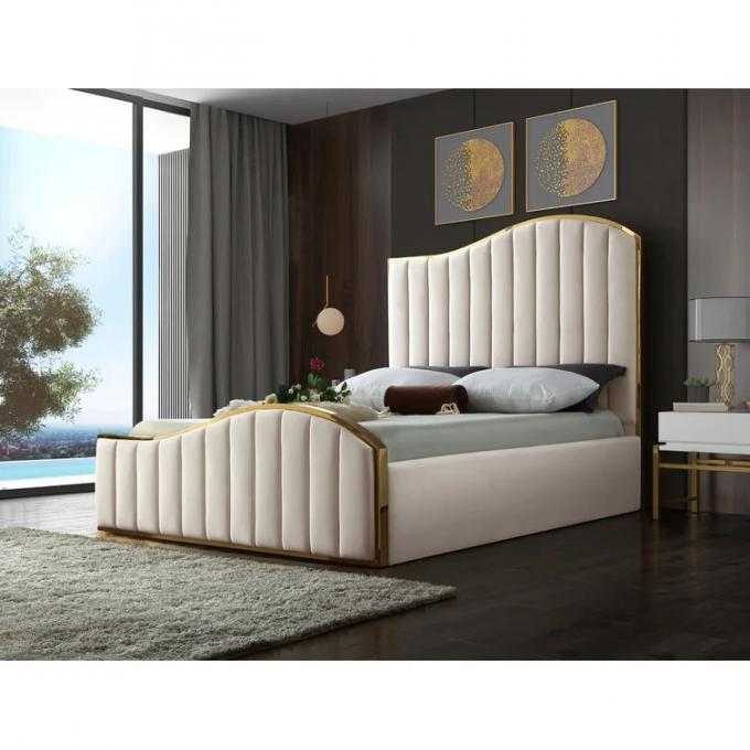 American style Modern Queen size King Size bed OEM service factory price Pink soft beds for Bedroom and hotel 1