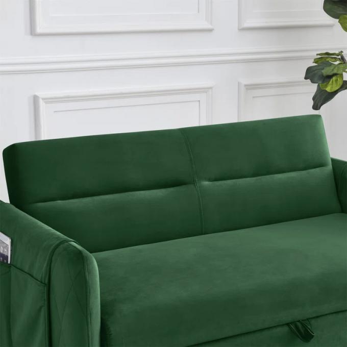 multi-functional dual-purpose loveseat with fold out bed green velvet sofa beds low prices with side pocket 6