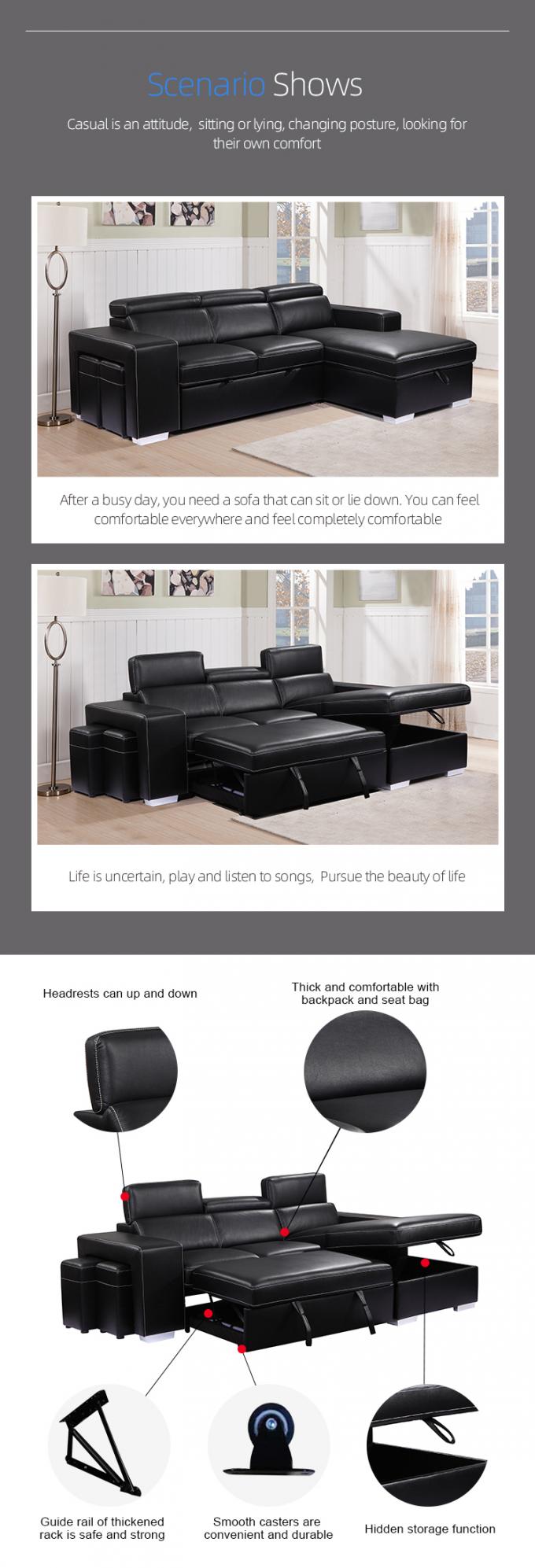 High quality L shape PU leather sofa bed 2 seats Europe designs modern sofas for living room furniture 2