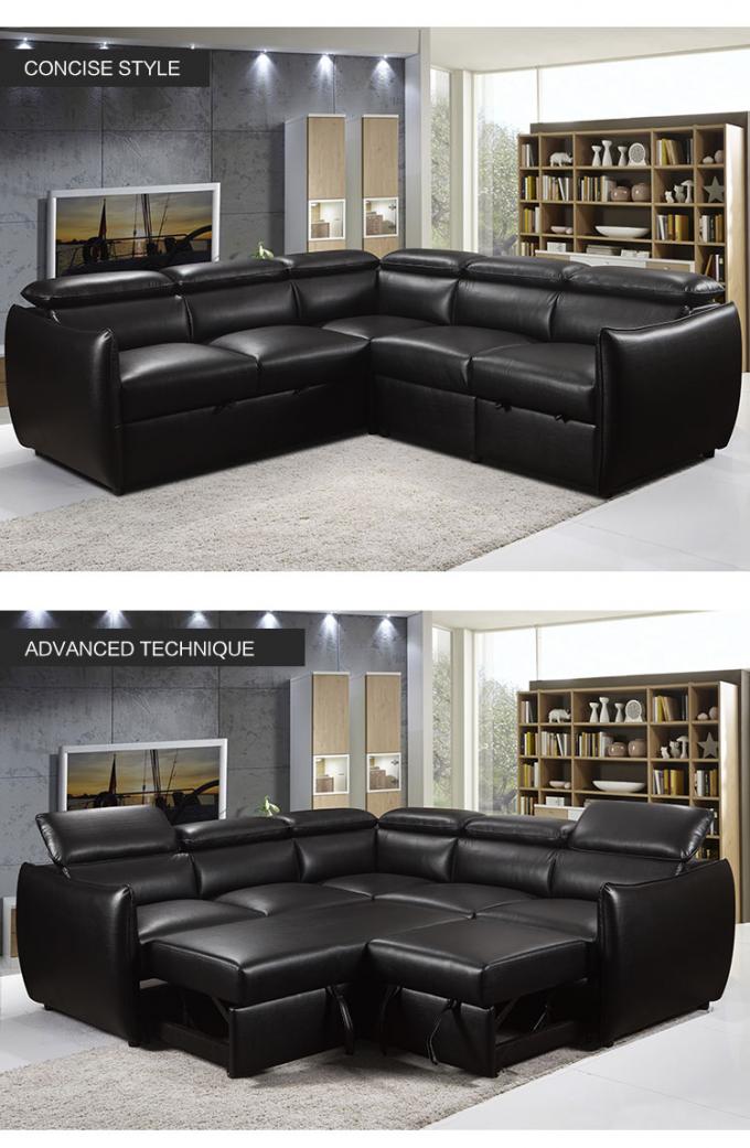 Customized L shape Luxury living room sofa sectional furniture European leather sofa set Modern sleeper sofas bed 3
