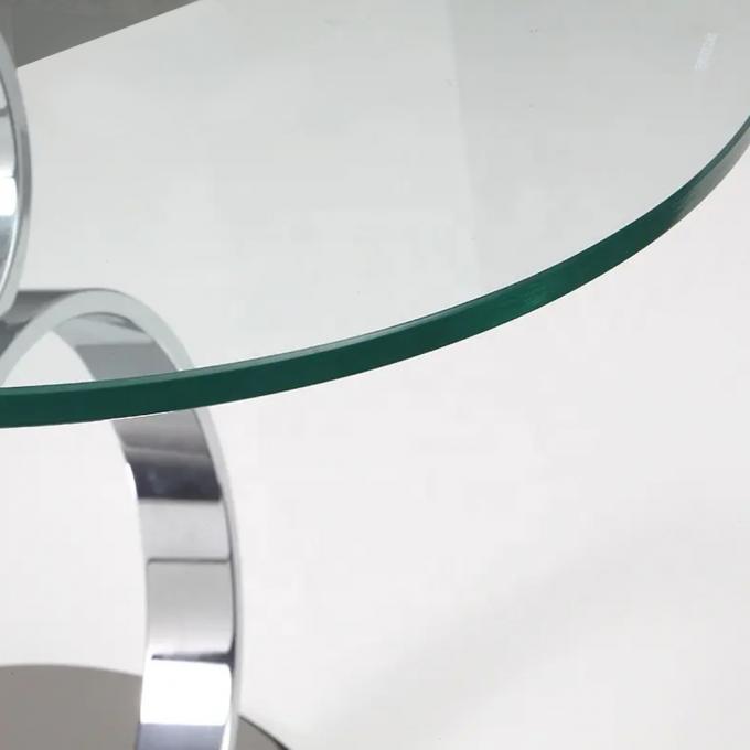 Durable Tempered Glass Coffee Tables , Multifunctional Cafe Table Round 4