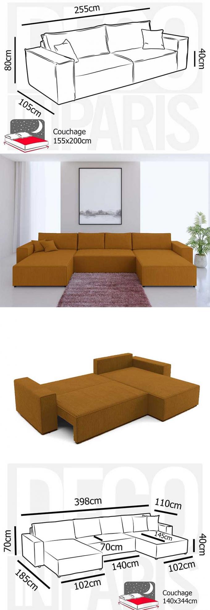2024 Factory direct sales new corduroy fabric living room sofa modular combination sofa belt storage 4 seat sofa bed 3