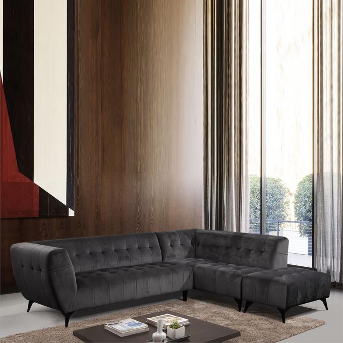 Multiscene Velvet Luxury Corner Sofa Anti Scratch Black Color 5