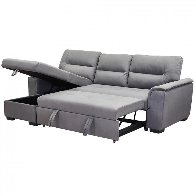 Sectional Pull Out Folding Sofa Bed Multipurpose Breathable Light Gray 4