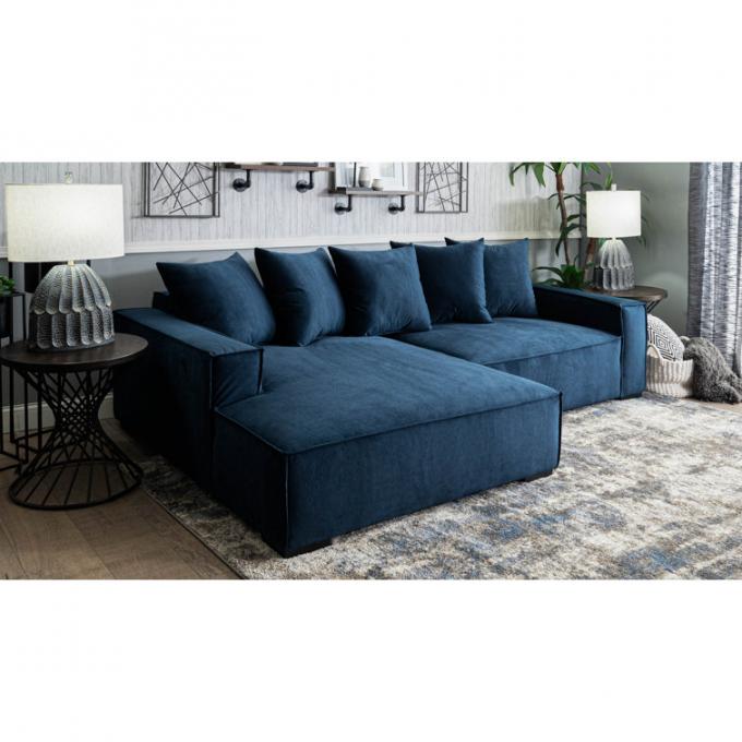 Velvet Upholstery Navy Color Module Sofa Set For Living Room Hotel 0