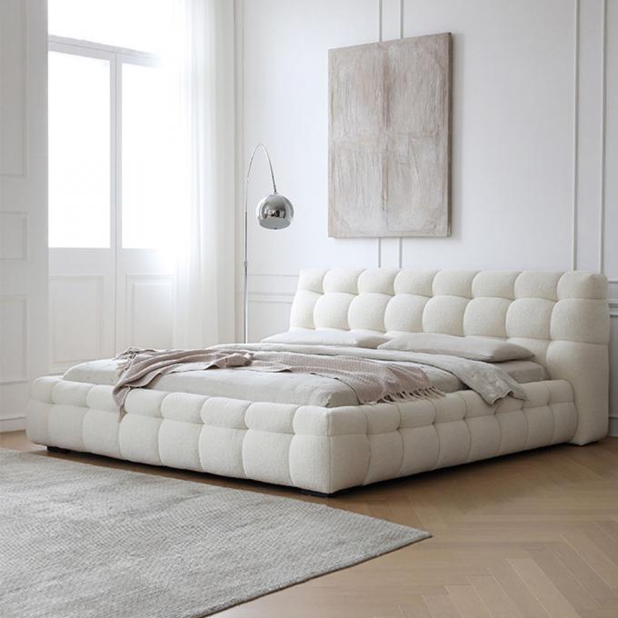 OEM/ODM Furniture Factory direct sales of the latest design of white lambwool cake velvet fabric cream bread hotel beds 4