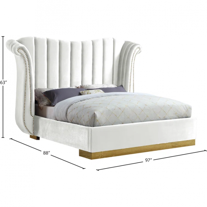 OEM Home Luxury Beds Furnitures King Size white velvet Frame Sets Hotel Queen Room Modern Wooden Bedroom Furniture Set 4