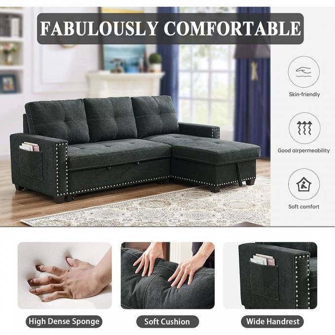 Customized Best seller sleeper sofa 3 seaters sofa set with pull out bed and chaise with storage function for Apartment 3