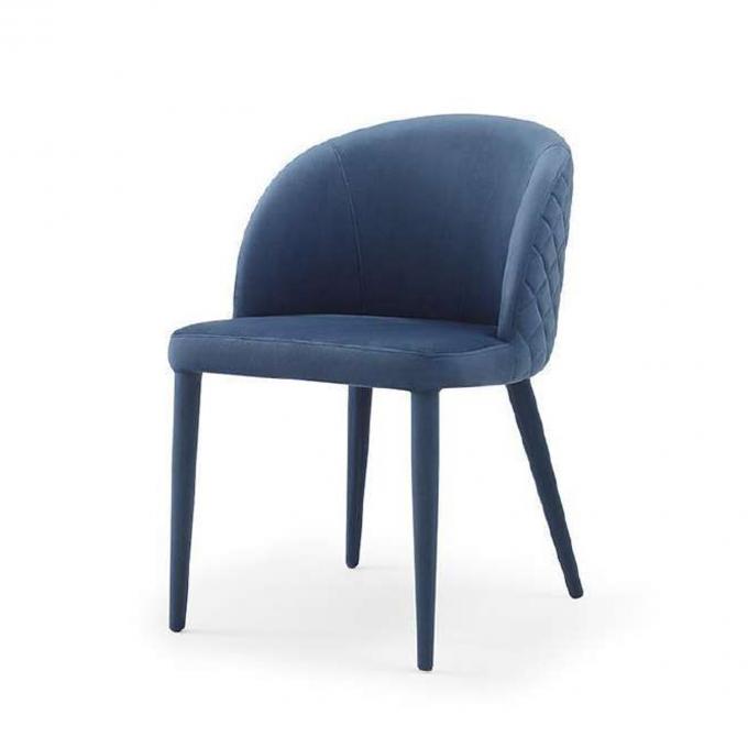 Breathable Blue Upholstered Dining Chair Luxury With Metal Legs 1