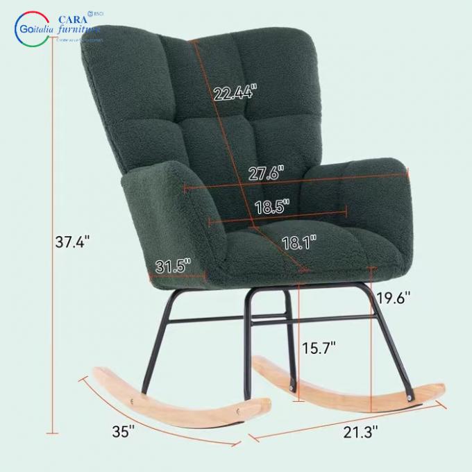 Durable Metal Wood Leg Luxury Fabric Armchairs Modern Furniture Living Room Rocking Chair 3