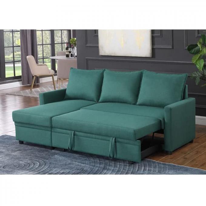 French Style Modern Simple sofa bed OEM Cheap Price Corner sofa set for Living room Green Color Linen Fabric sleeper sof 1