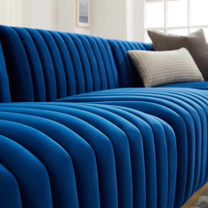Cara furniture factory direct salsofa set module 3 seater sofas luxury velvet fabric upholstered Living room 2