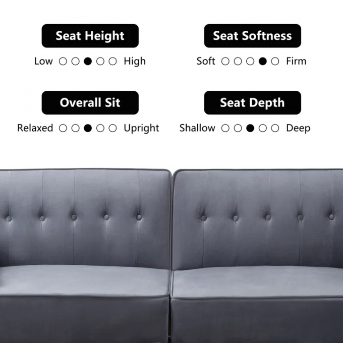 European dual-purpose Upholstered Reversible gray regulable living room sofa bed for small family 2