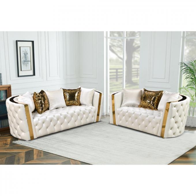 Cara Furniture Beige color Italian Velvet fabric Gold metal armrest corner sofa 3+2+1 Luxury Cheap sofa set 0
