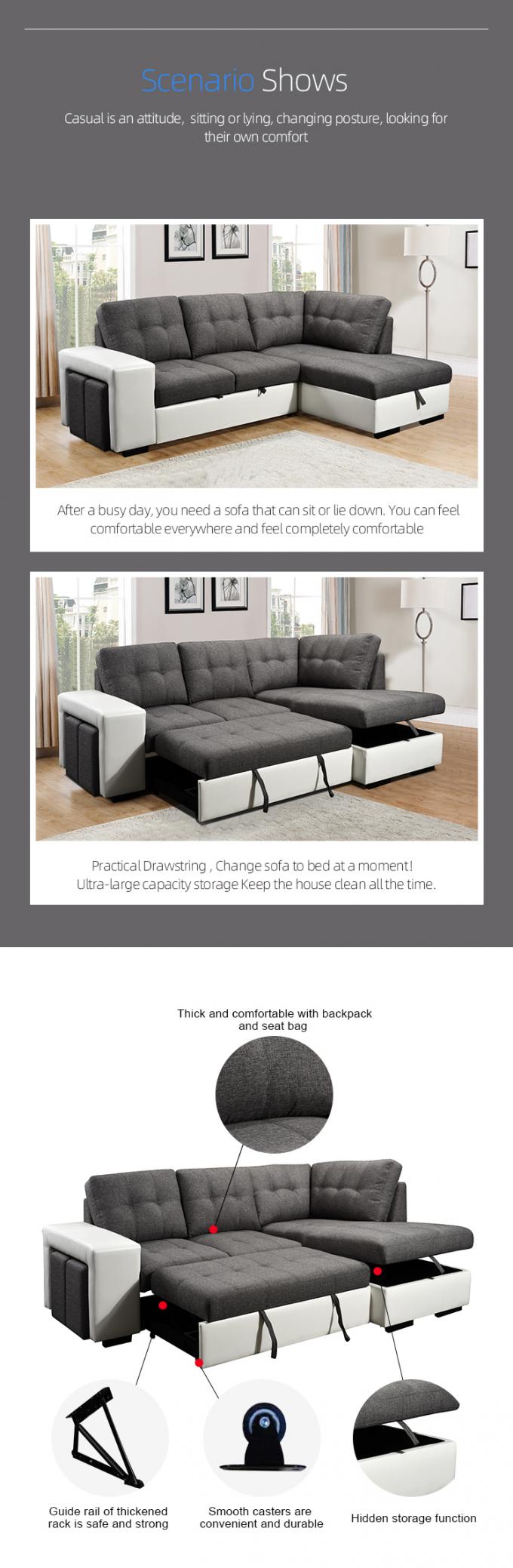 ODM Living Room Sofa Beds 2 Seater With Chaise And Ottoman Sofa 1
