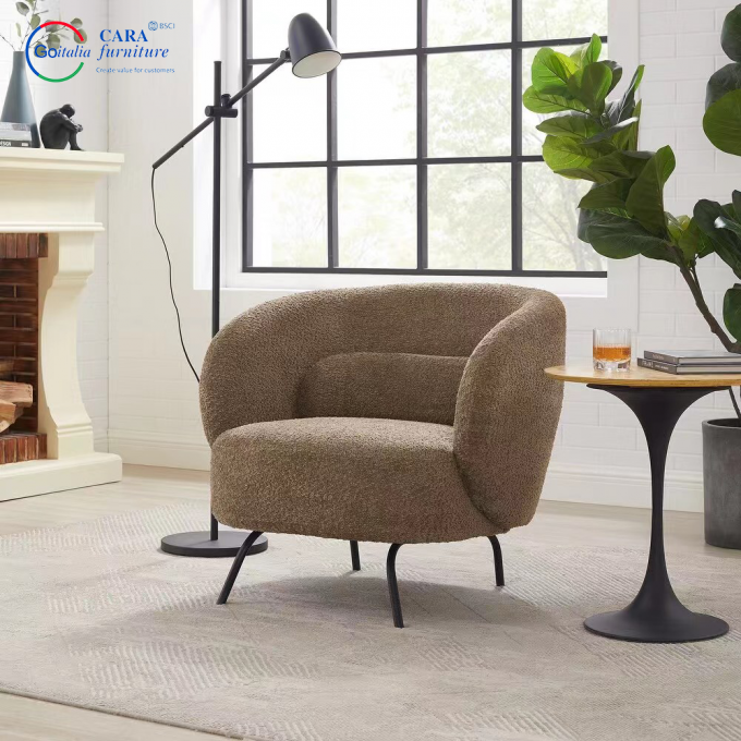 Newly Arrived Apartment Hotel Fluffy White Living Room Chair Elastic Nordic Modern Single White Sofa 6