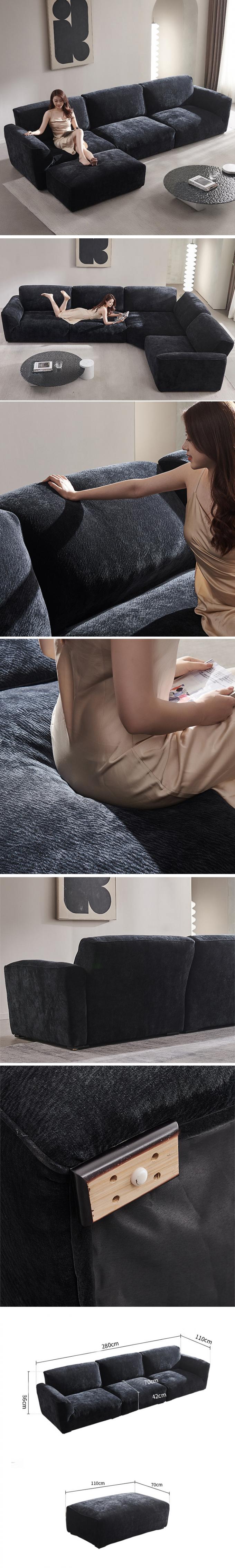 2024 Italian petal sofa simple art straight row small living room cloth art light luxury modern minimalist sofa 1
