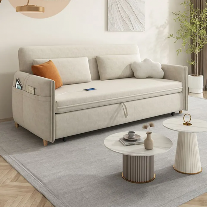 Foldable Upholstered Sofa Set Strong Wood Frame 2