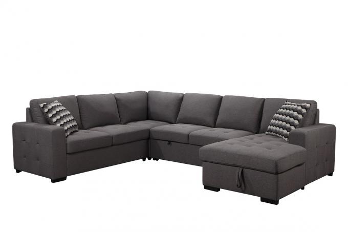 Modern u-shape 2pc seater corner and loveseat w/ pull-out bed drawing room sectional chaise linen fabric sofa set 3