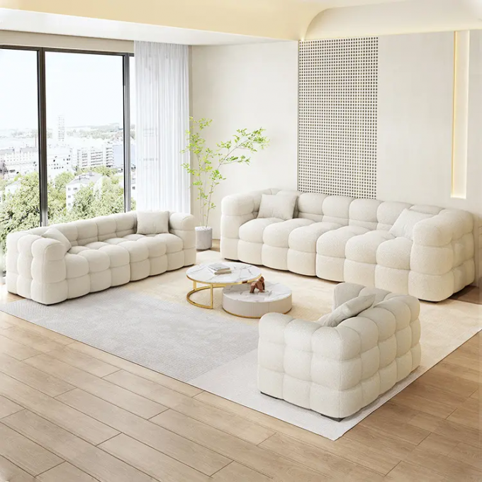 Latest Design Modern lamb velvet fabric 3 seater SOFA SET color customized wholesale cheap price Living room sofa 1