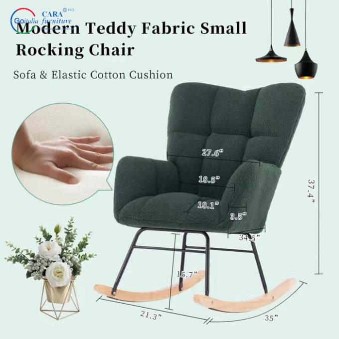 Durable Metal Wood Leg Luxury Fabric Armchairs Modern Furniture Living Room Rocking Chair 7
