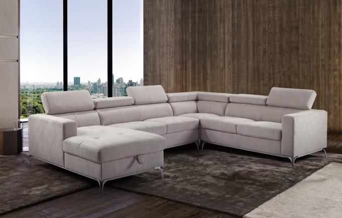 Nordiceasy cleaning antifouling fabric waterproof KD headrest USB loveseat+chaise with storage+2P living room furniture 2