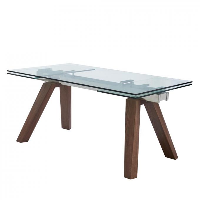Modern Design Living room Furniture Tempered Glass Dinning Spacial Wooden leg Table sets 1