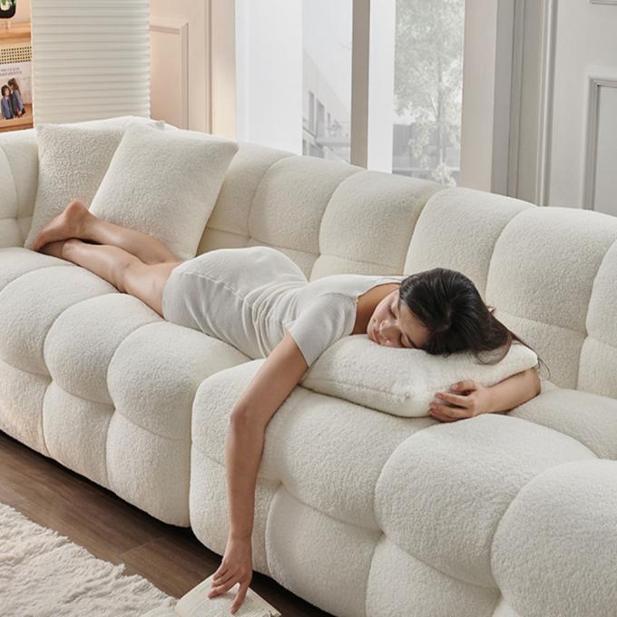 Furniture factory the latest design of lamb velvet fabric sofa set KD sofa bed can be customized fabric living room sofa 6