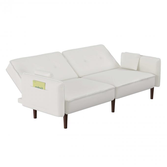 white Loveseat Sofa Convertible leg rest linen Couches Pillows 3seater sofa bed for living room 3