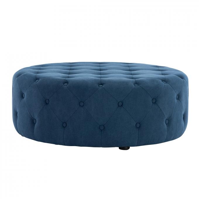 Living room furniture button detailing round upholstery bench tufting round ottoman/sofa set coffee table 4