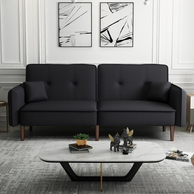 Cara FURNITURE SGS report high-density sponge black polyester living room sofas bed with pocket 2