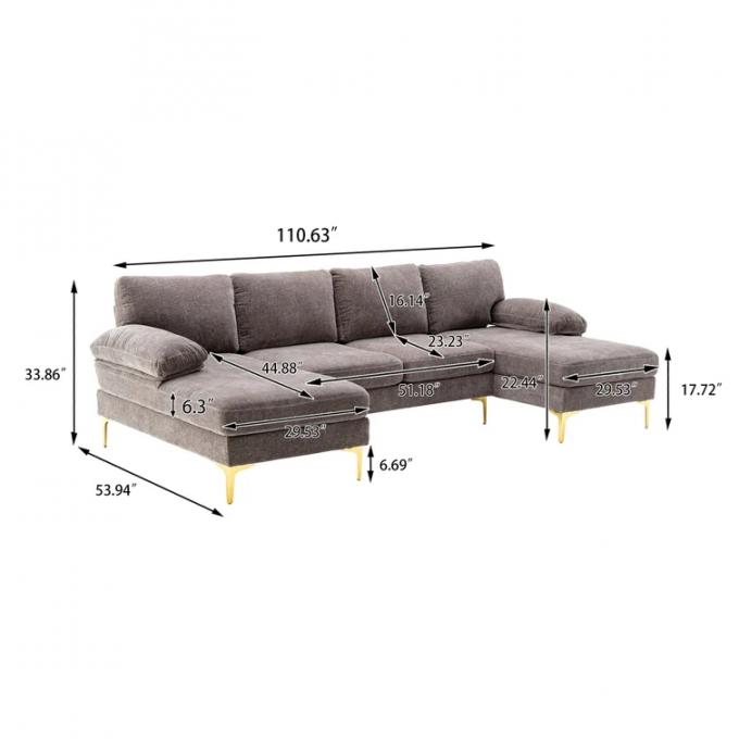 European Style corner Modern Design bar big purple Chenille sectional sofa u shape sofa for living room villa 7