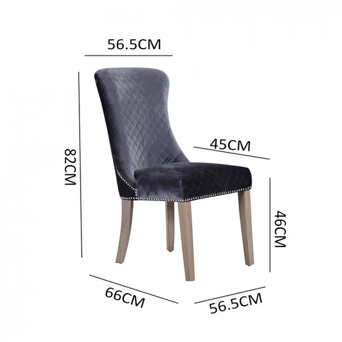 Apartment Nontoxic Grey Velvet Dining Chairs , Anti Abrasion Side Chair Upholstered 0