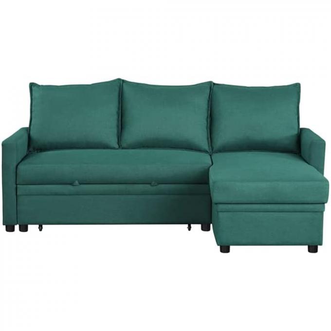 French Style Modern Simple sofa bed OEM Cheap Price Corner sofa set for Living room Green Color Linen Fabric sleeper sof 4