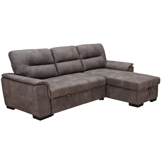 Sectional Pull Out Folding Sofa Bed Multipurpose Breathable Light Gray 6