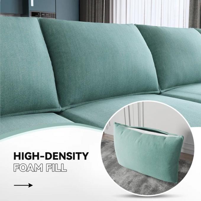 Top grade large manual assembly green ottoman cheap sofa set home furniture velvet U shaped Sectional couch home sofa 5
