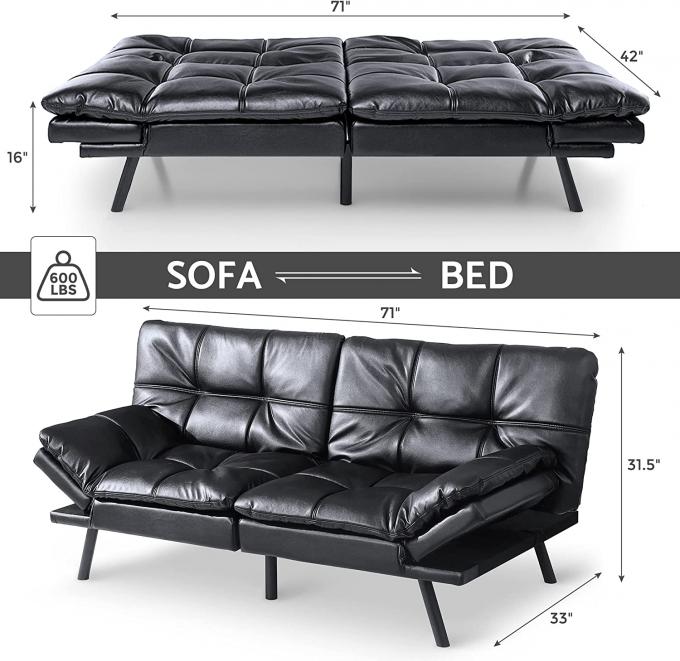 OEM/ODM Suitable for living room apartment Modern convertible sofa Memory Foam Folding sofa bed with adjustable armrest 2