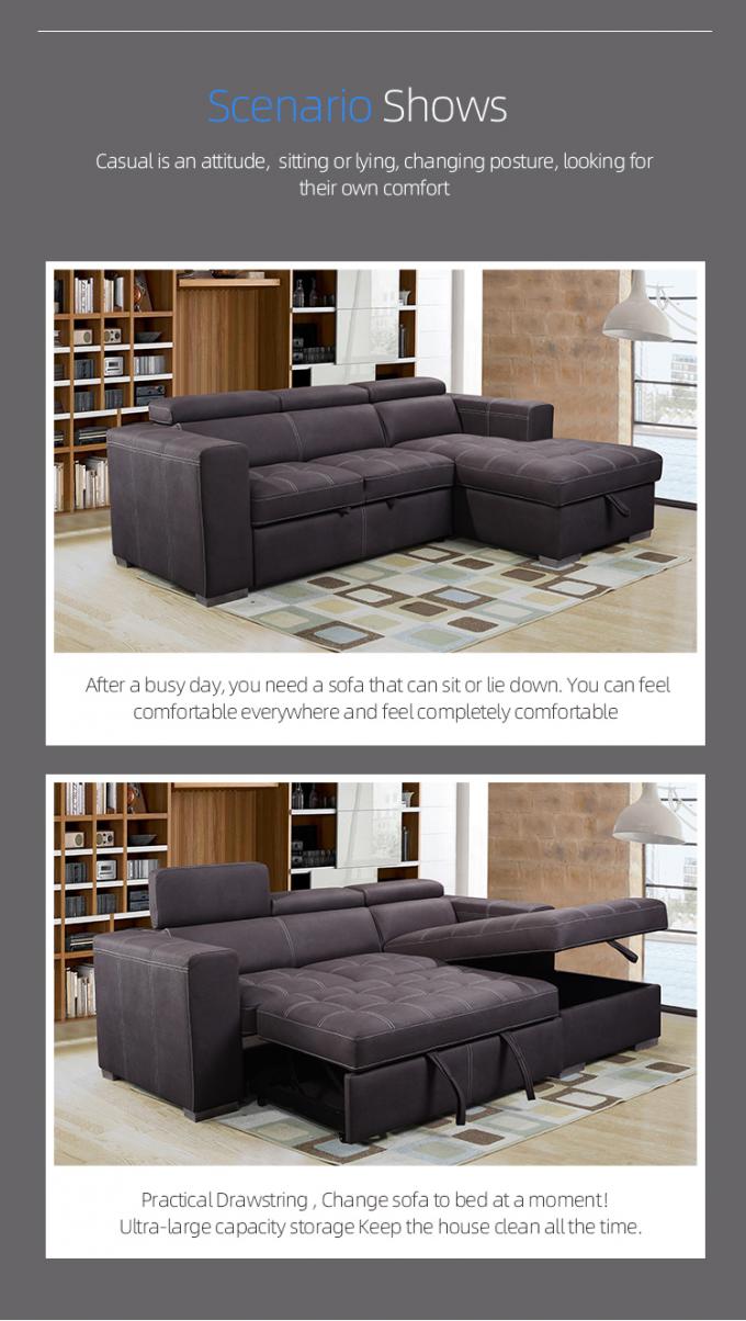 BSCI Modern Sectional Couch Sofa Set Pull Out Sofa Bed Multi-Functions Office Home Furniture leather L Shape Living Room 5