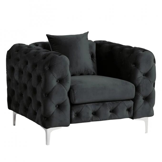 New Style Luxury 3+2+1 black velvet tufted sectional sofa indoor furniture Corner sofa set modern living room sofas 5