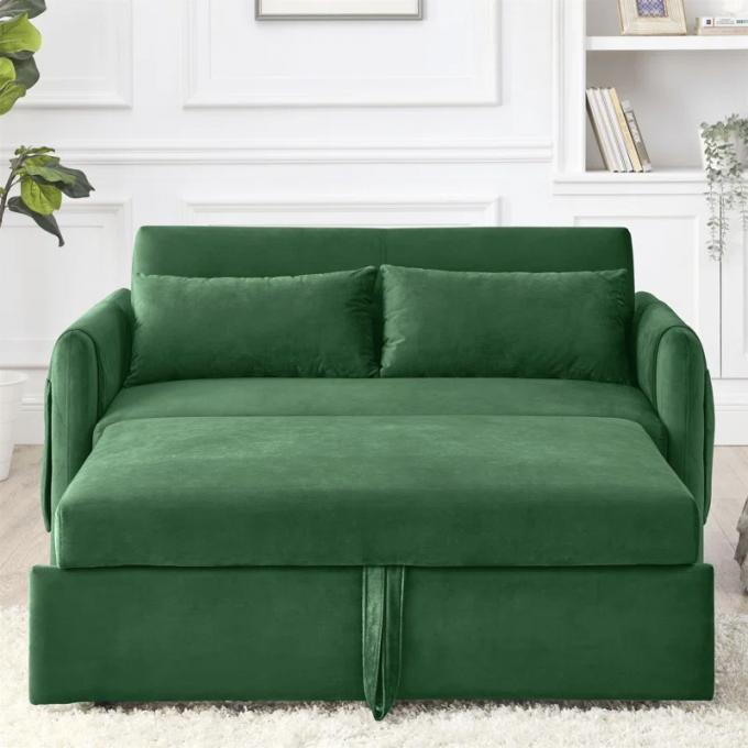 multi-functional dual-purpose loveseat with fold out bed green velvet sofa beds low prices with side pocket 1