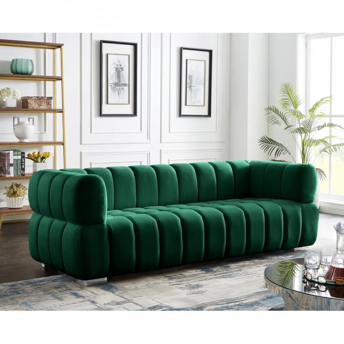 OEM Cheap price Luxury Sectional sofa set Green Color Velvet Upholstered sofas Furniture High-End North American style 1