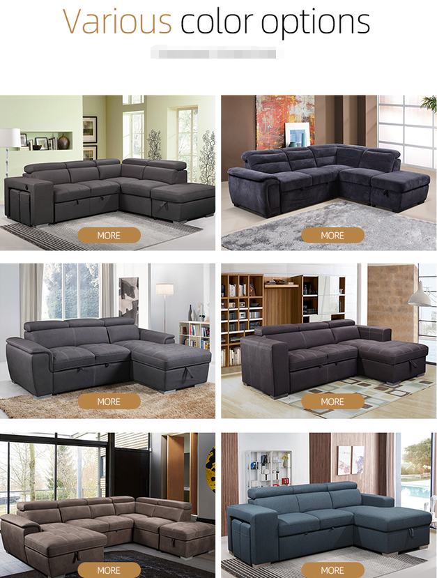 OEM/ODM Hot selling Design fabric and with stainless steel leg Living Room sleeper Sofa Set L Shaped corner sofa 5