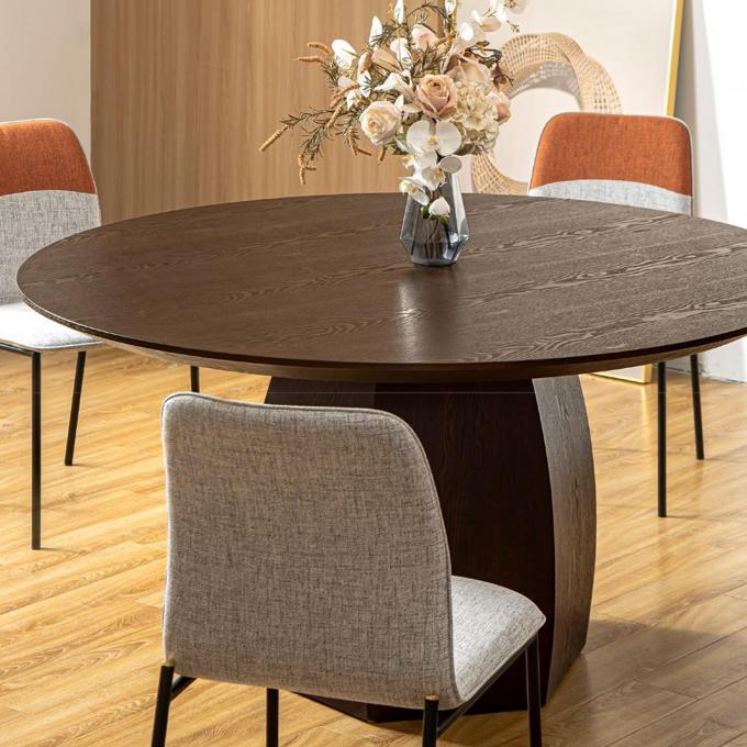 Wooden Round Luxury Modern Dining Table Set Durable Multipurpose 0