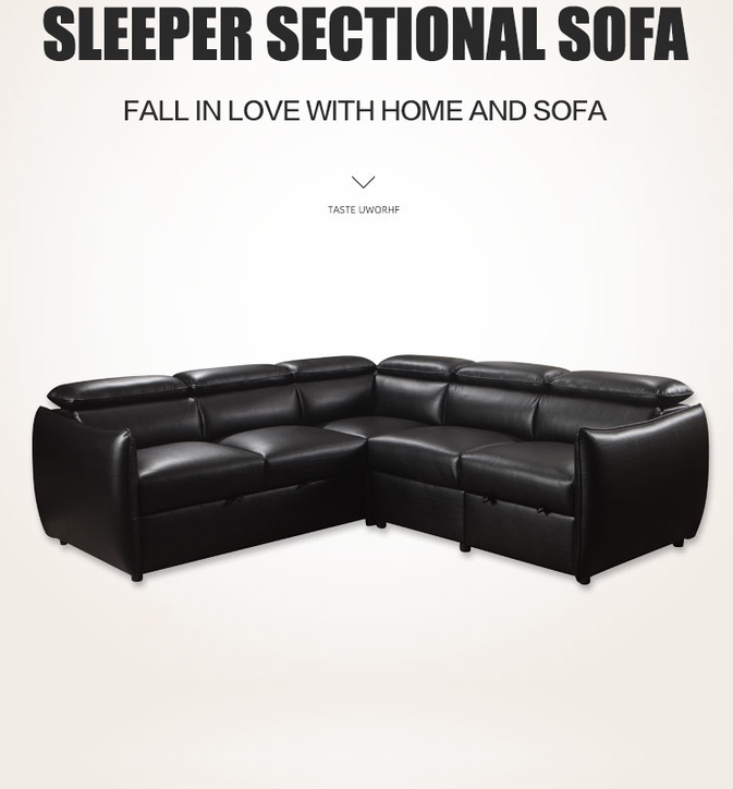 Customized L shape Luxury living room sofa sectional furniture European leather sofa set Modern sleeper sofas bed 1