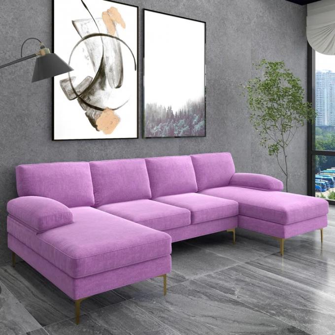 European Style corner Modern Design bar big purple Chenille sectional sofa u shape sofa for living room villa 3