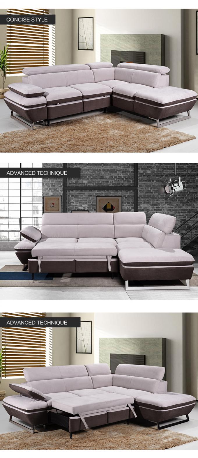 Top-end Contemporary Dual-used KD living room sofas sofa bed couture beige chocolate tech cloth sectional sofa bed 0