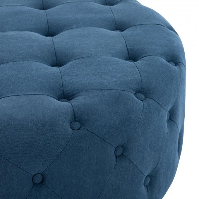 Living room furniture button detailing round upholstery bench tufting round ottoman/sofa set coffee table 5