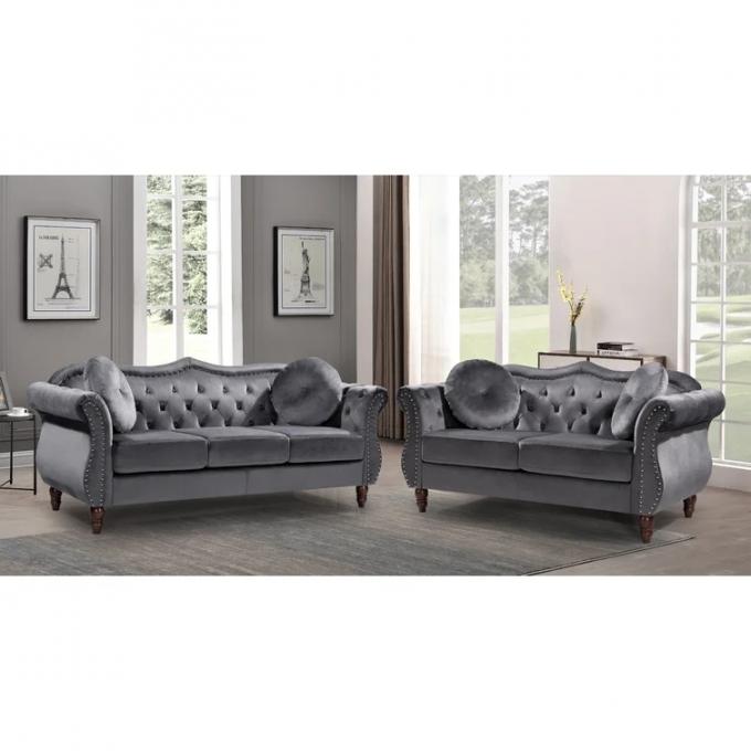 Italian shinny velvet fabric sofa set 3 seat 2 seat 1 seat living room furniture upholstered button tufted sofas 3